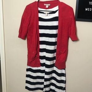 Banana Republic Stripe T-Shirt Dress and Sweater